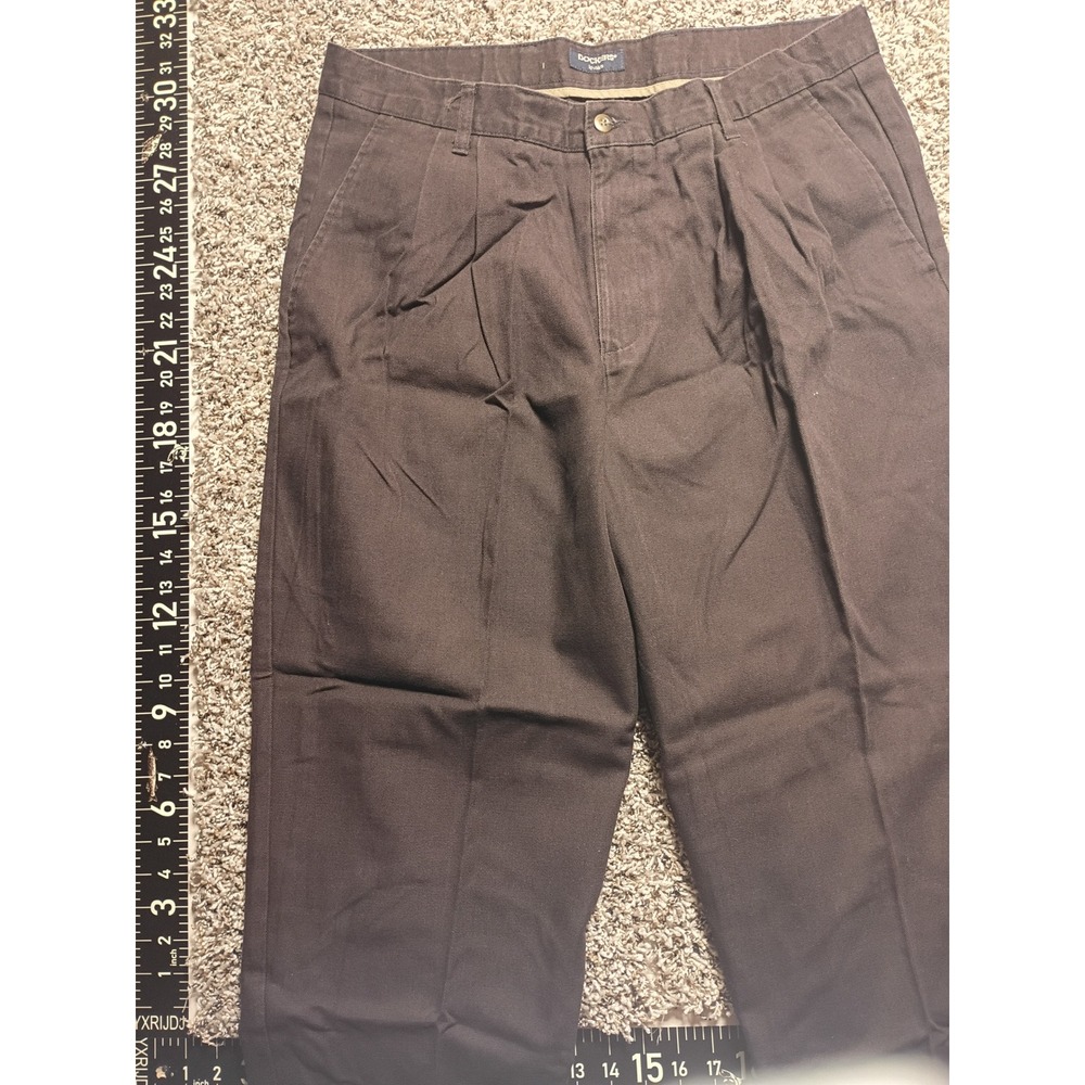 Dockers Khakis Mens 38x29 Brown Pleated Front 100% Cotton Chino Pants Classic